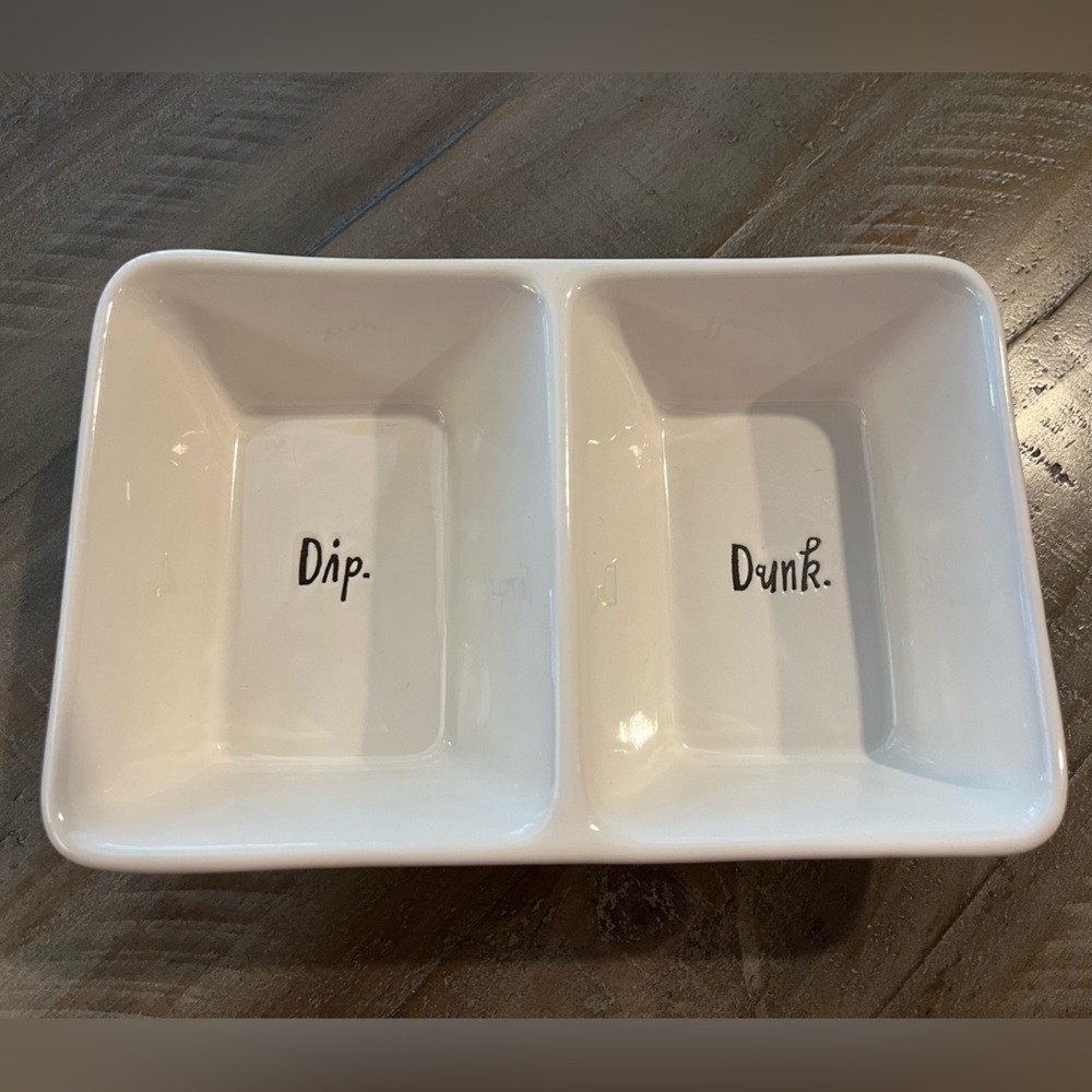 Rae Dunn White Ceramic Dip and Dunk Tray